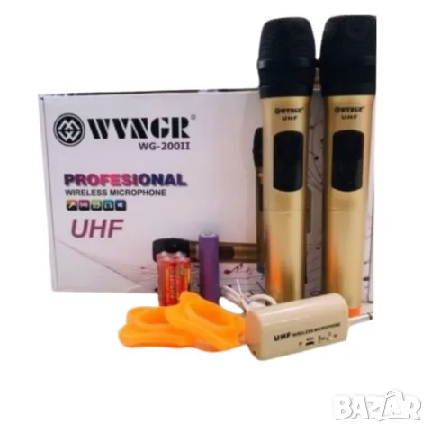Комплект от 2бр безжични микрофони с дисплей,WVNGR WG-200II, снимка 1