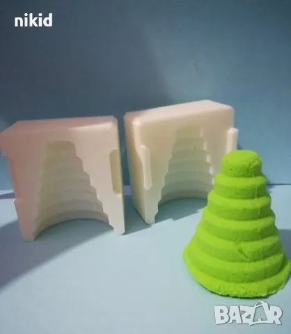 3D фуния спираловидна елха елхичка шишарка 2 части пластмасова форма тесто сладки елхички бисквити, снимка 6 - Форми - 48295163