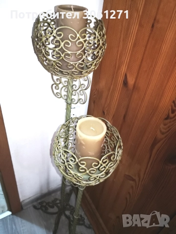 2 брой . Антики Метален свещник, декоративен, светло антик зелен, комплект от 2 брой. Venetian , снимка 7 - Декорация за дома - 51856946