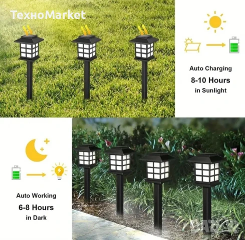 Комплект от 6 броя LED соларни градински светлини, снимка 4 - Соларни лампи - 50660953