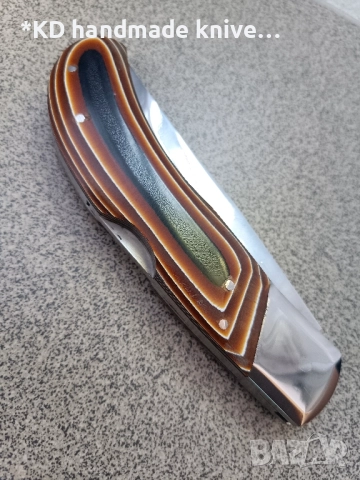 Сгъваем нож ръчно изработен + ПОДАРЪК кания, снимка 3 - Ножове - 51446537