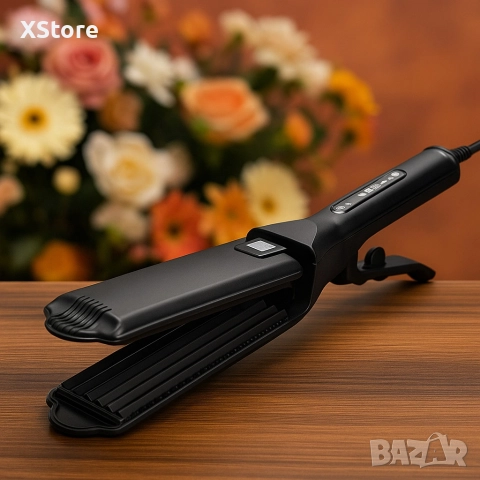 Професионална турмалинова преса за коса с йони, за всички типове коса - За вафлички