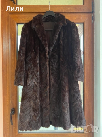 Тъмнокафяв визон/норка за зимата, Като Нов, без забележки, снимка 3 - Палта, манта - 52392867