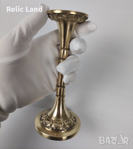 Месингов свещник, снимка 5 - Антикварни и старинни предмети - 43536394