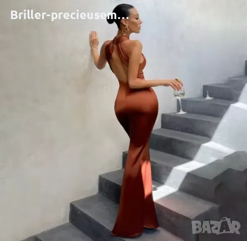 Сатенена рокля с-размер, снимка 2 - Рокли - 50284570