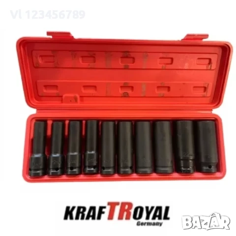 Комплект ударни вложки KRAFTROYAL, 10 броя, 1/2, 13 – 26 мм, снимка 2 - Гедорета - 52147057