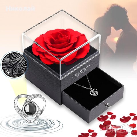 Истинска роза с огърлица, снимка 1 - Подаръци за жени - 43898794