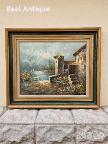 Превъзходна антикварна авторска майсторска картина масло върху платно , снимка 1
