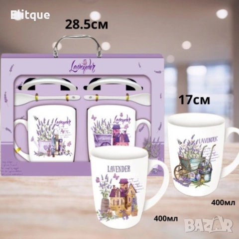 Комплект от 2 броя чашки с 2 броя лъжички, 400ML, снимка 9 - Чаши - 52898306