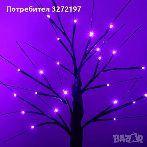 Изкуствено дърво , настолна LED лампа,24 светлини-лилав цвят , снимка 3 - Настолни лампи - 43337594