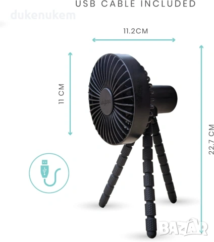 Акумулаторен вентилатор за количка – с клипс, 360° регулируем, водоустойчив, снимка 8 - Вентилатори - 53270299