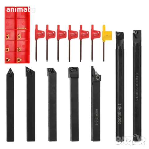 ANIMABG Комплект стругарски ножове 10 мм със сменяеми пластини, 7 броя