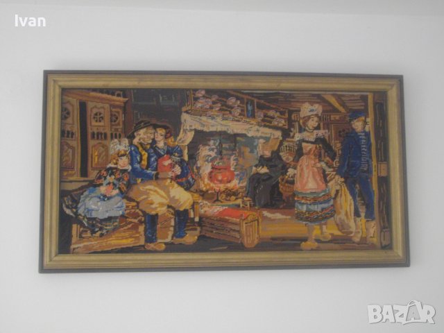 110см х 60см-Много Голям DMC Гоблен-Ръчно Нашиван-Рамкиран-Холандски, снимка 18 - Гоблени - 37076774