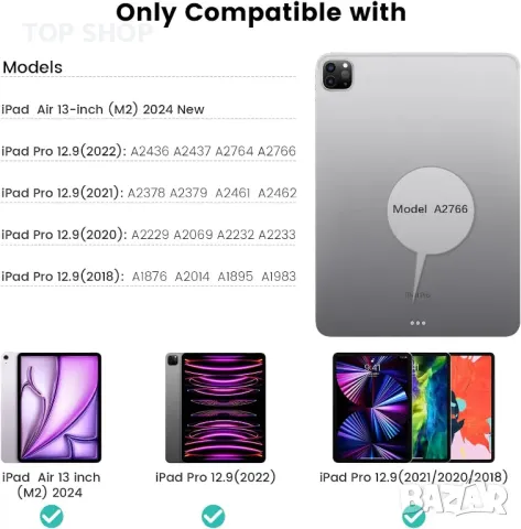 Nillkin за iPad Air 13 инча калъф с клавиатура(M2, 2024),iPad Pro 12.9, снимка 2 - Таблети - 49937973