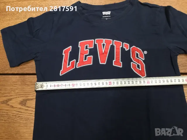 Оригинална детска тениска на Levi’s, тъмно синя с червен надпис, размер 12, снимка 4 - Детски тениски и потници - 47485925