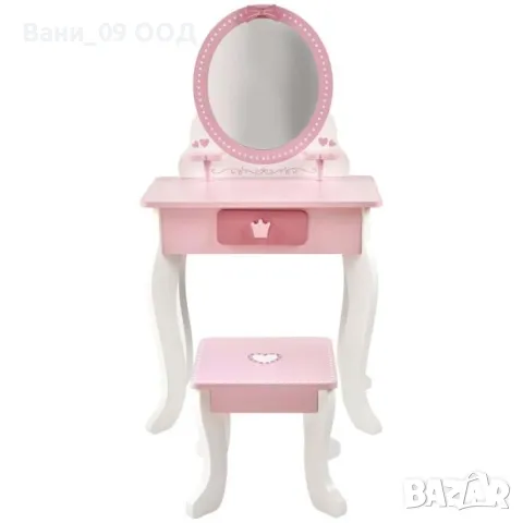 Детска тоалетка с огледало, чекмедже и табуретка, снимка 2 - Тоалетки - 48227616
