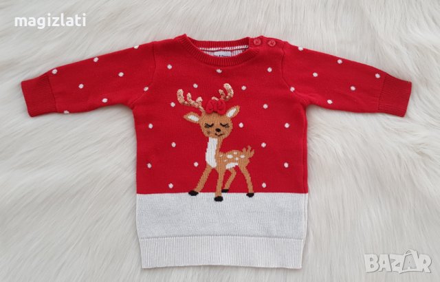Коледна рокля за бебе тип блузон 3 месеца, снимка 4 - Бебешки рокли - 38631581