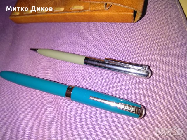 Комплект автоматичен молив и писалка Союз от Соца-СССР-калъвче естествена кожа, снимка 2 - Колекции - 33020752