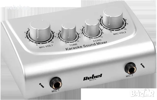 Караоке Миксер пулт 2 канален, 2 микрофонни входа, комплект 2 микрофона, снимка 4 - Ресийвъри, усилватели, смесителни пултове - 49939117
