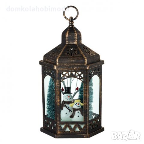 Коледен фенер, LED осветление, Снежни чосеци с елхи и сняг, снимка 2 - Декорация за дома - 38498561