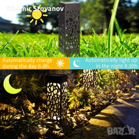 Градинска соларна LED ЛЕД лампа Водоустойчива Декорация за пътека градина, снимка 6 - Соларни лампи - 40448752