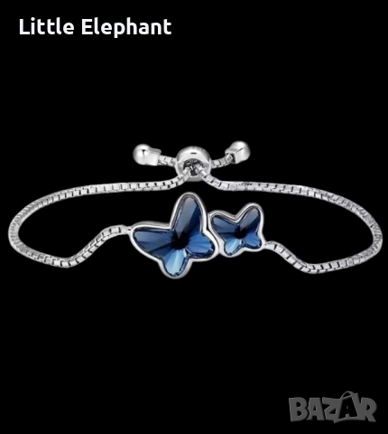 Pre order Сребърна гривна Пандора пеперуди,dark diamand blue/нова