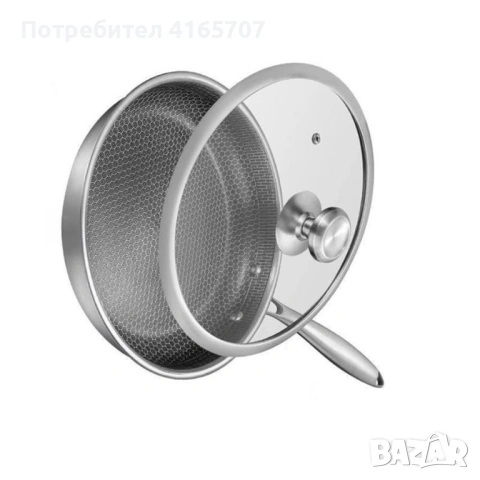 Тиган с капак Goldmann Fusionhex Pro, Дълбок, Незалепващо Покритие, Неръждаема стомана, снимка 4 - Съдове за готвене - 53529477
