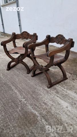 Антикварни кресла масив и кожа