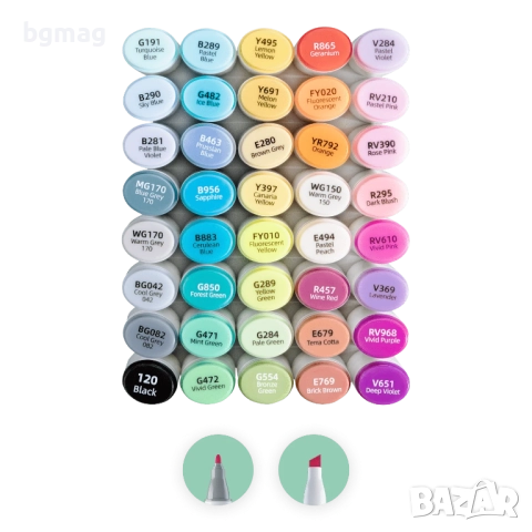 Ohuhu Oahu Art Markers Set-перманентни маркери, комплект 40 цвята, снимка 3 - Ученически пособия, канцеларски материали - 52183685