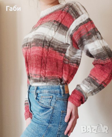 Ръчно плетена блуза, мохерна в три цвята, снимка 4 - Блузи с дълъг ръкав и пуловери - 27802296