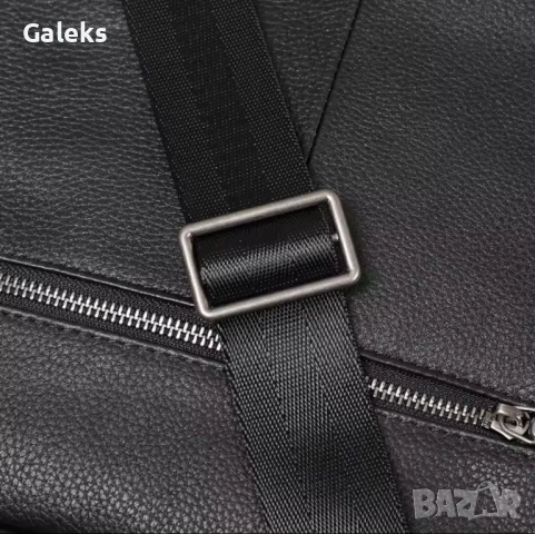 Мъжка елегантна дизайнерска чанта за през рамо /Черна естествена кожа!, снимка 15 - Чанти - 53260461