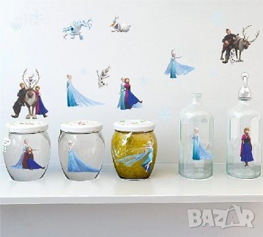 Елза и Анна от замръзналото кралство герои стикер лепенка лепени стикери самозалепващ за стена мебел, снимка 2 - Други - 37883637