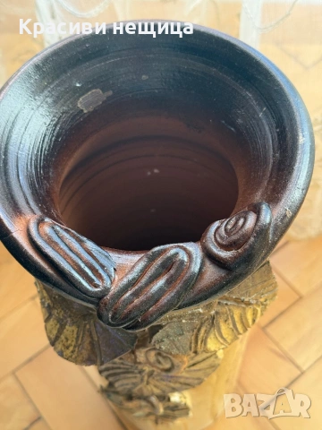 Стара ваза от глинена керамика, снимка 5 - Антикварни и старинни предмети - 53150787