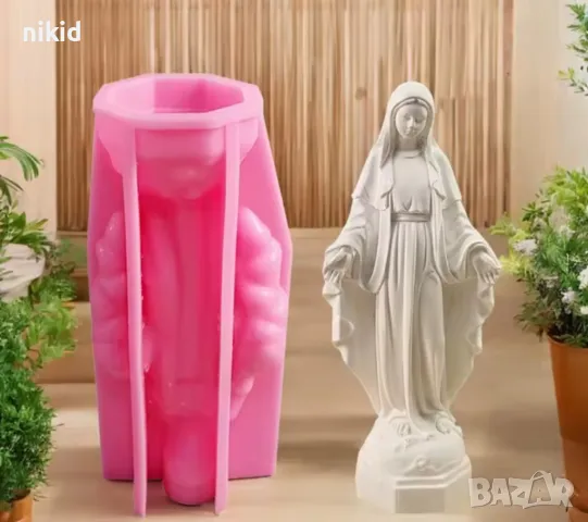 3D Дева Мария Богородица права голям силиконов молд форма гипс смола шоколад свещ декор