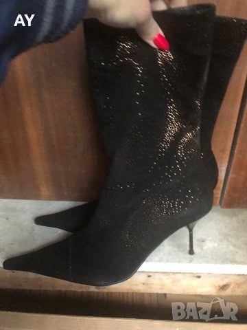 Дамски боти естествен велур, снимка 1