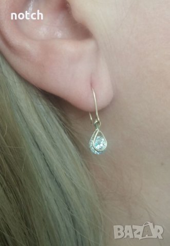 Златни обеци с циркони, снимка 8 - Обеци - 38972426