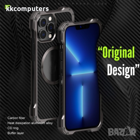 Apple iPhone 13 Pro Max Удароустойчив R-JUST RJ51 Hollow Метален Калъф и Протектор, 49,92 лв,, снимка 4 - Калъфи, кейсове - 52818631