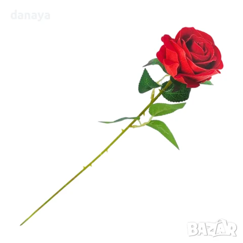 782 Изкуствена роза червена разцъфнала декорация за дом 60см, снимка 4 - Изкуствени цветя - 24465500