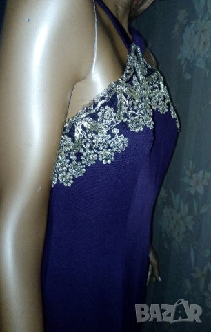 Starzz-Нова лилава със златист акцент дълга официална рокля- , снимка 10 - Рокли - 32334981