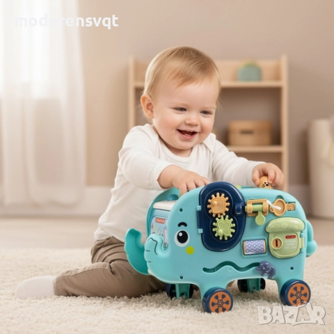 Образователен слон - Монтесори пъзел, манипулационна дъска, блокчета, чук, снимка 2 - Образователни игри - 52402677