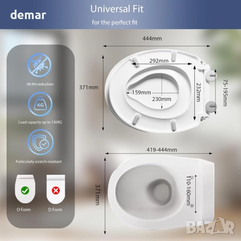 Здрава дуропластова семейна седалка за тоалетна чиния с овална форма, снимка 6 - Други стоки за дома - 51722354