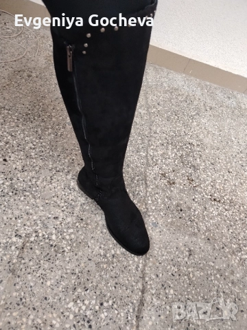 високи чизми 39 номер черно ниска платформа 
