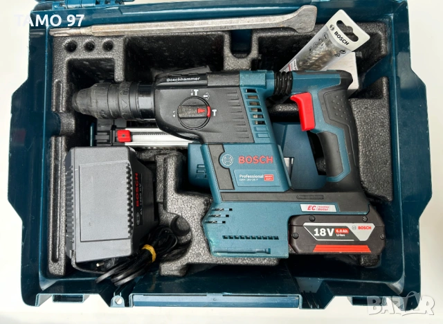 BOSCH GBH 18V-26 F + GDE 18V-16 - Безчетков перфоратор с прахоуловител перфектен!, снимка 2 - Перфоратори - 53405146
