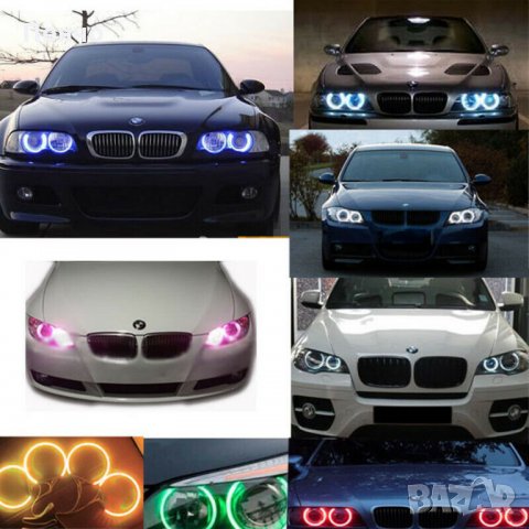 Ангелски очи за BMW E46 RGB многоцветен LED ангелско око пръстен за фара 131 MM + 146 MM многоцветни, снимка 12 - Аксесоари и консумативи - 26540391