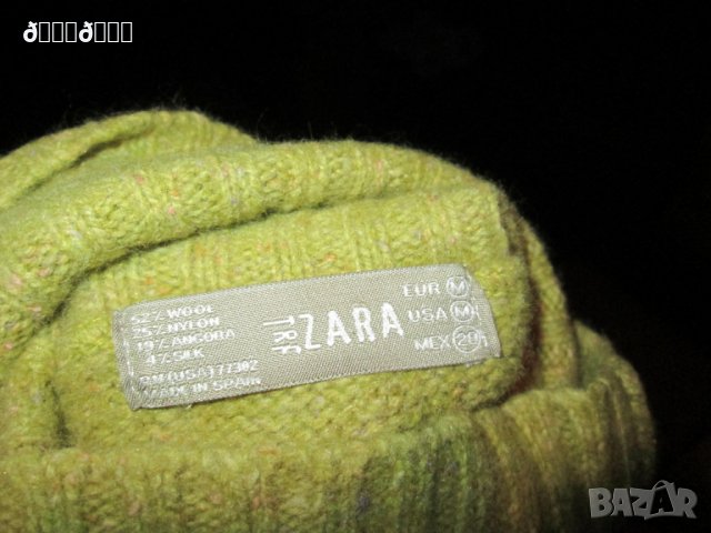 Пуловер с поло Zara вълна зелено куче, снимка 2 - Блузи с дълъг ръкав и пуловери - 27015351