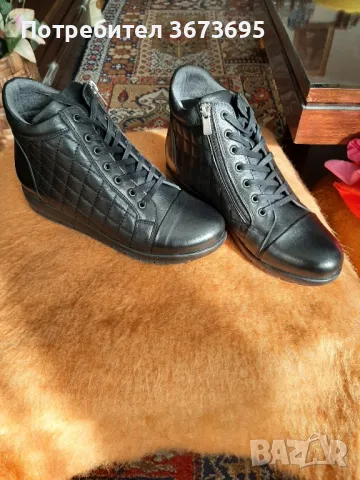 Зимни кожени обувки , снимка 2 - Дамски ботуши - 49127665