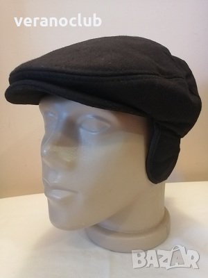 Черен мъжки зимен каскет 58 см, снимка 3 - Шапки - 35538062