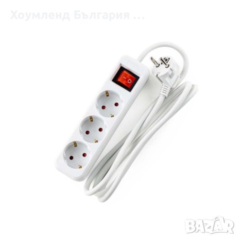 Разклонител за контакт 1.5М с 3 гнезда и ключ, снимка 1