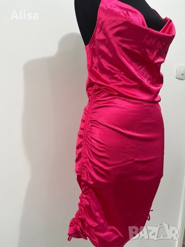 Сатенена розова рокля, снимка 6 - Рокли - 40577625