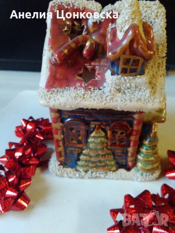 Цветна порцеланова къщичка-свещник, снимка 3 - Коледни подаръци - 27138429